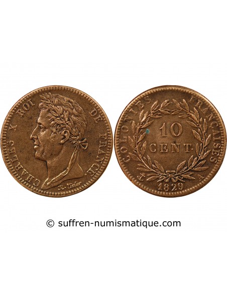 Guyane Française Charles X 10 centimes Bronze 1829 A Paris