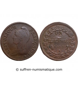 France 1 Decime Dupré L'An 5 A Paris "Modification Du 2 Décimes"