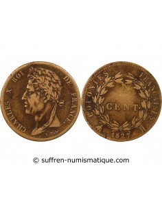 COLONIES FRANCAISES, MARTINIQUE ET GUADELOUPE, CHARLES X  5 CENTIMES 1827 H LA ROCHELLE