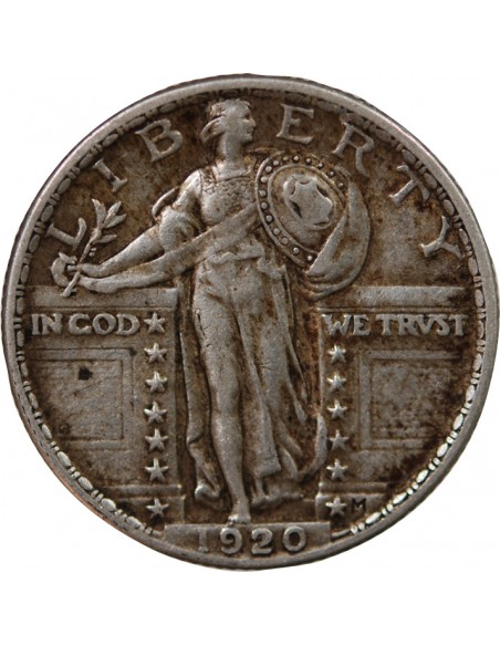 ETATS UNIS - 1/4 DOLLAR ARGENT "Standing Liberty Quarter" 1920 PHILADELPHIE