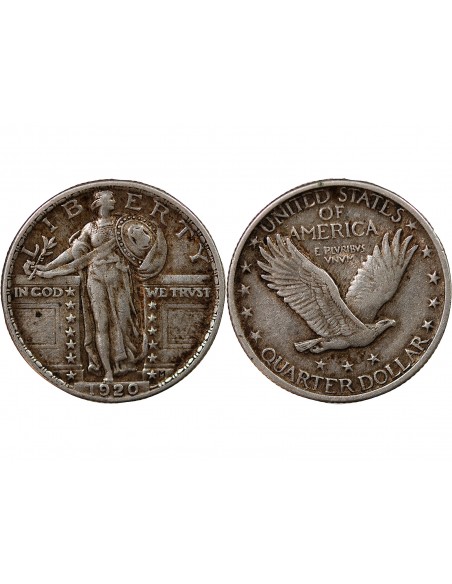 ETATS UNIS - 1/4 DOLLAR ARGENT "Standing Liberty Quarter" 1920 PHILADELPHIE