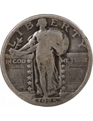 ETATS UNIS - 1/4 DOLLAR ARGENT "Standing Liberty Quarter" 1925 PHILADELPHIE