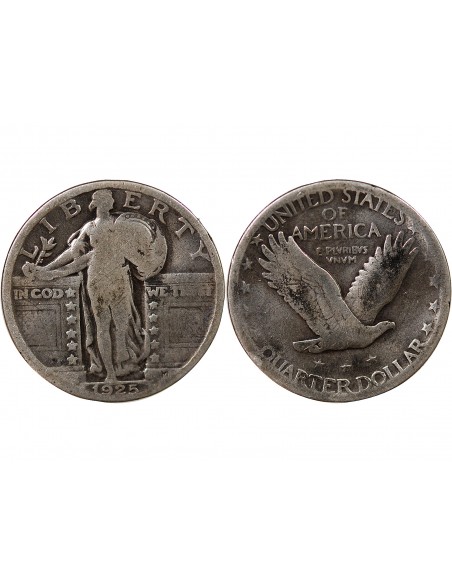 ETATS UNIS - 1/4 DOLLAR ARGENT "Standing Liberty Quarter" 1925 PHILADELPHIE