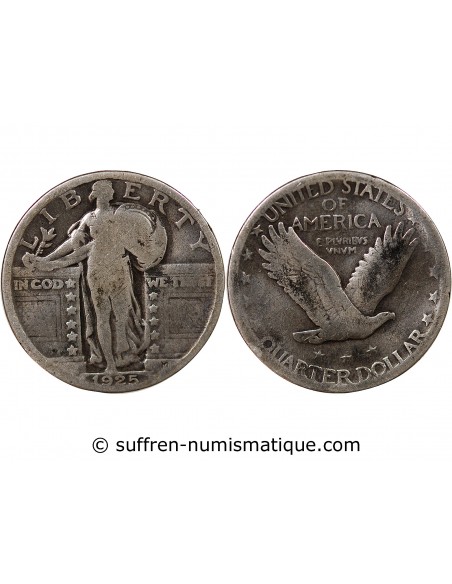 ETATS UNIS - 1/4 DOLLAR ARGENT "Standing Liberty Quarter" 1925 PHILADELPHIE