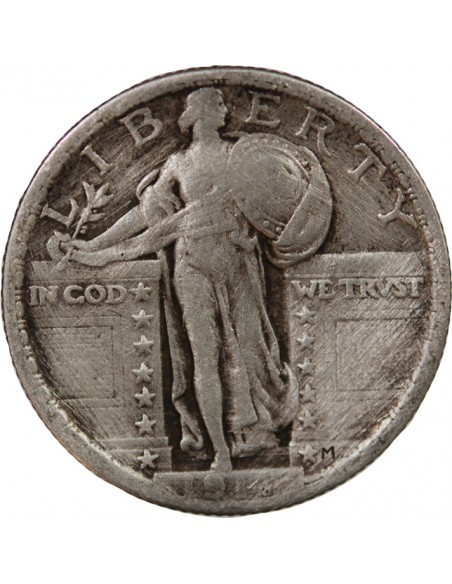 ETATS UNIS - 1/4 DOLLAR ARGENT "Standing Liberty Quarter" 1917 PHILADELPHIE