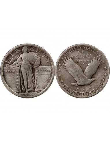 ETATS UNIS - 1/4 DOLLAR ARGENT "Standing Liberty Quarter" 1917 PHILADELPHIE