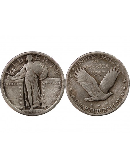 ETATS UNIS - 1/4 DOLLAR ARGENT "Standing Liberty Quarter" 1917 PHILADELPHIE