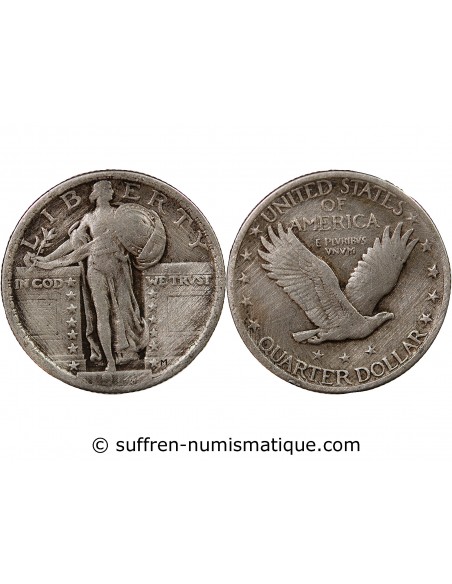 ETATS UNIS - 1/4 DOLLAR ARGENT "Standing Liberty Quarter" 1917 PHILADELPHIE
