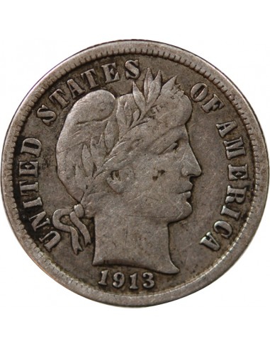 ETATS UNIS - BARBER DIME ARGENT 1913 PHILADELPHIE