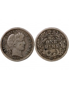 ETATS UNIS - BARBER DIME ARGENT 1913 PHILADELPHIE 2