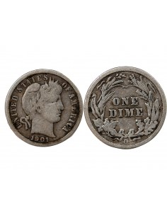 ETATS UNIS - BARBER DIME ARGENT 1901 O NOUVELLE ORLEANS 2
