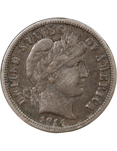 ETATS UNIS - BARBER DIME ARGENT 1914 PHILADELPHIE