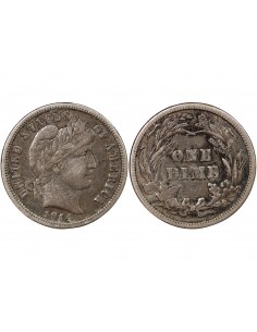 ETATS UNIS - BARBER DIME ARGENT 1914 PHILADELPHIE 2
