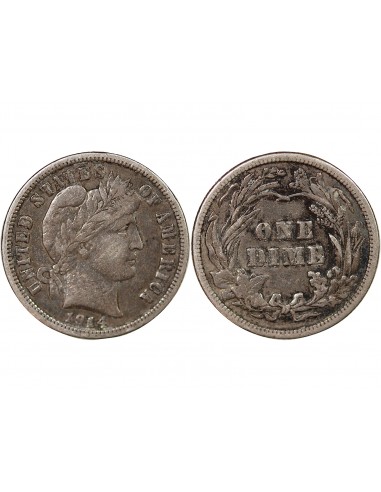 ETATS UNIS - BARBER DIME ARGENT 1914 PHILADELPHIE