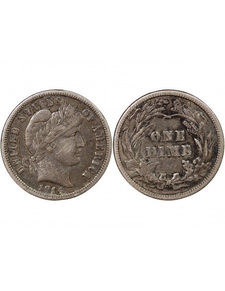 ETATS UNIS - BARBER DIME ARGENT 1914 PHILADELPHIE