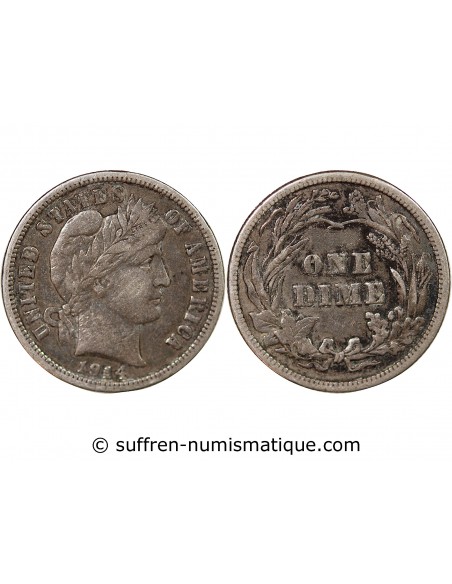 ETATS UNIS - BARBER DIME ARGENT 1914 PHILADELPHIE
