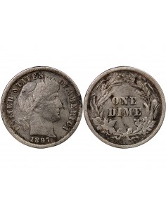 ETATS UNIS - BARBER DIME ARGENT 1897 PHILADELPHIE 2