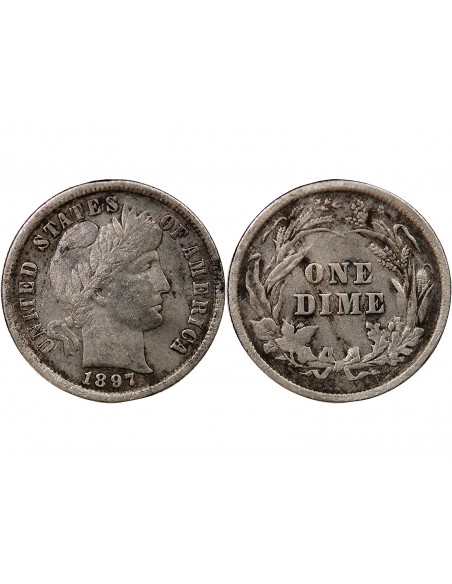 ETATS UNIS - BARBER DIME ARGENT 1897 PHILADELPHIE