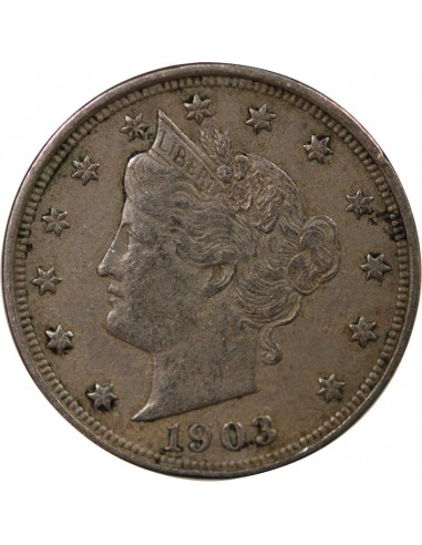 ETATS UNIS - 5 CENTS "Liberty Nickel" 1903 PHILADELPHIE