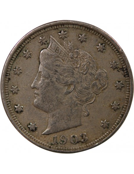 ETATS UNIS - 5 CENTS "Liberty Nickel" 1903 PHILADELPHIE