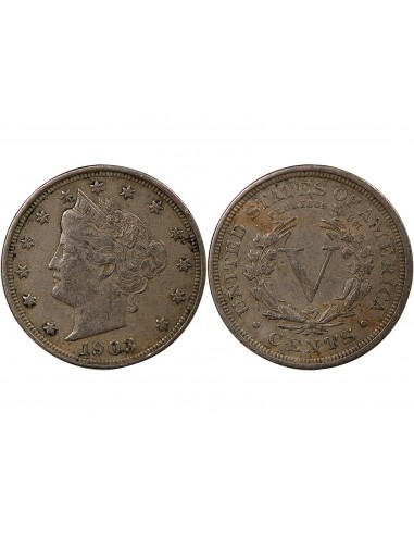 ETATS UNIS - 5 CENTS "Liberty Nickel" 1903 PHILADELPHIE