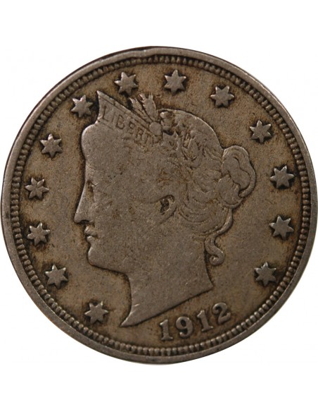 ETATS UNIS - 5 CENTS "Liberty Nickel" 1912 PHILADELPHIE