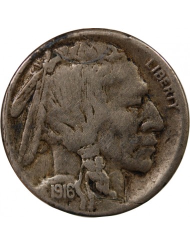 ETATS UNIS - 5 CENTS "Buffalo Nickel" 1916 S SAN FRANCISCO
