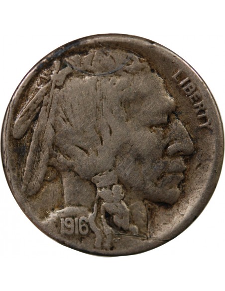 ETATS UNIS - 5 CENTS "Buffalo Nickel" 1916 S SAN FRANCISCO