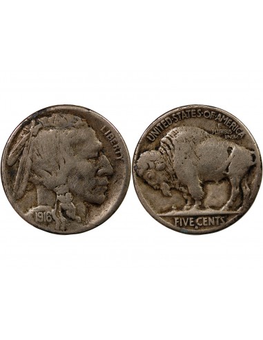 ETATS UNIS - 5 CENTS "Buffalo Nickel" 1916 S SAN FRANCISCO