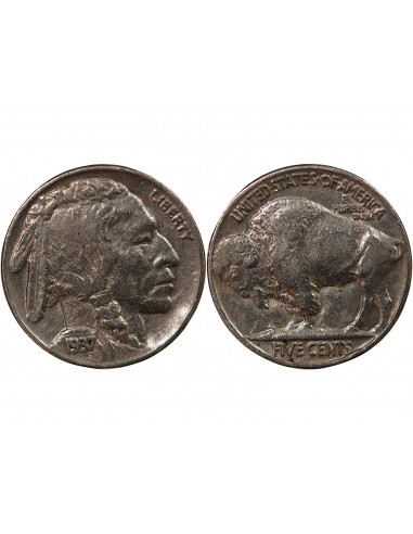 ETATS UNIS - 5 CENTS "Buffalo Nickel" 1937 PHILADELPHIE