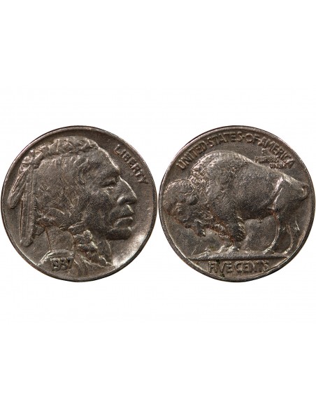 ETATS UNIS - 5 CENTS "Buffalo Nickel" 1937 PHILADELPHIE