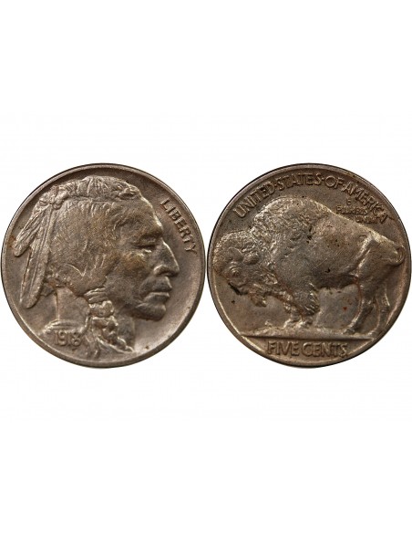 ETATS UNIS - 5 CENTS "Buffalo Nickel" 1918 PHILADELPHIE