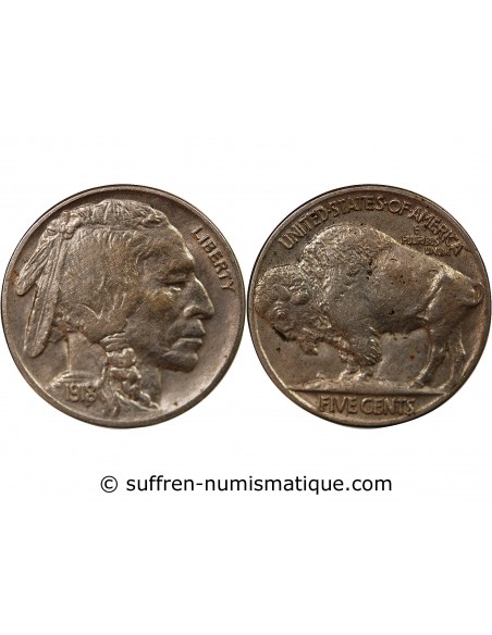 ETATS UNIS - 5 CENTS "Buffalo Nickel" 1918 PHILADELPHIE