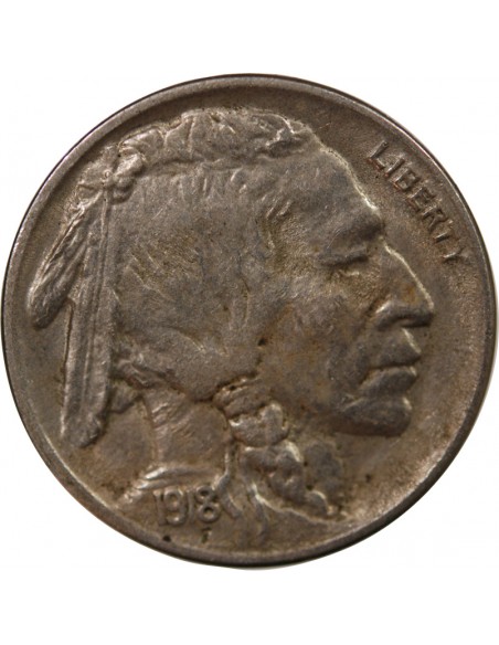 ETATS UNIS - 5 CENTS "Buffalo Nickel" 1918 PHILADELPHIE