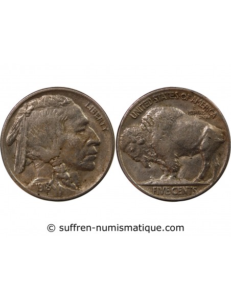 ETATS UNIS - 5 CENTS "Buffalo Nickel" 1918 PHILADELPHIE