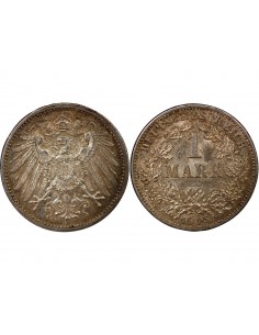 ALLEMAGNE, GUILLAUME II - 1 MARK ARGENT 1915 G KARLSRUHE 2