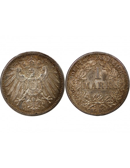 ALLEMAGNE, GUILLAUME II - 1 MARK ARGENT 1915 G KARLSRUHE