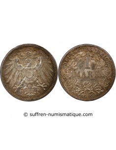 ALLEMAGNE, GUILLAUME II - 1 MARK ARGENT 1915 G KARLSRUHE