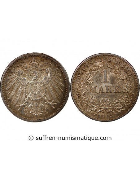 ALLEMAGNE, GUILLAUME II - 1 MARK ARGENT 1915 G KARLSRUHE