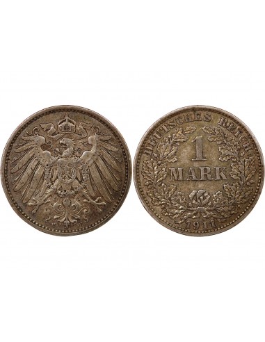 ALLEMAGNE, GUILLAUME II - 1 MARK ARGENT 1911 E MULDENHÜTTEN
