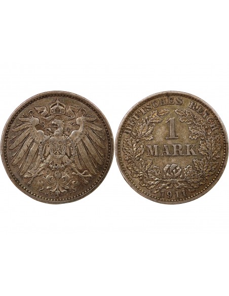 ALLEMAGNE, GUILLAUME II - 1 MARK ARGENT 1911 E MULDENHÜTTEN