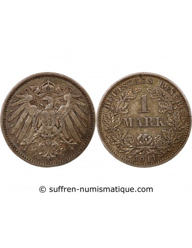 ALLEMAGNE, GUILLAUME II - 1 MARK ARGENT 1911 E MULDENHÜTTEN