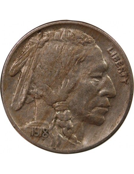 ETATS UNIS - 5 CENTS "Buffalo Nickel" 1918 PHILADELPHIE