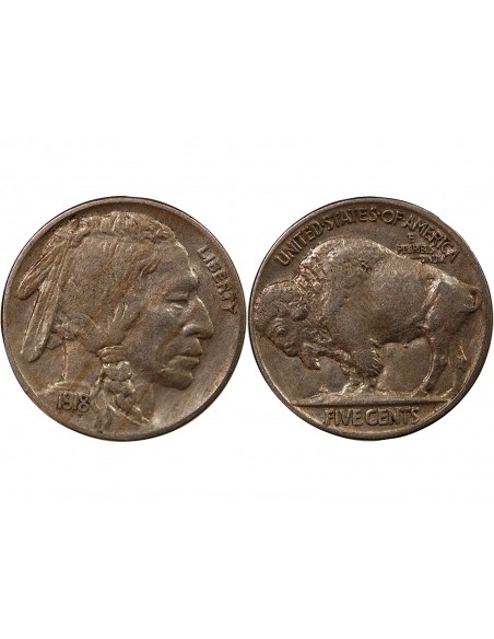 ETATS UNIS - 5 CENTS "Buffalo Nickel" 1918 PHILADELPHIE