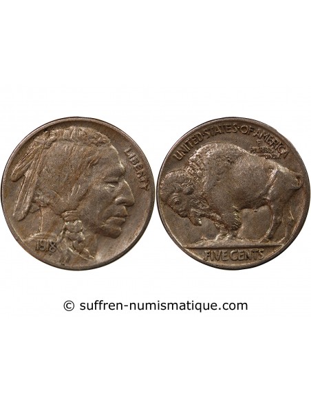 ETATS UNIS - 5 CENTS "Buffalo Nickel" 1918 PHILADELPHIE