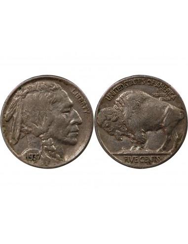 ETATS UNIS - 5 CENTS "Buffalo Nickel" 1937 PHILADELPHIE