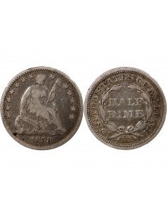 ETATS UNIS - SEATED LIBERTY HALF DIME ARGENT 1858 PHILADELPHIE 2