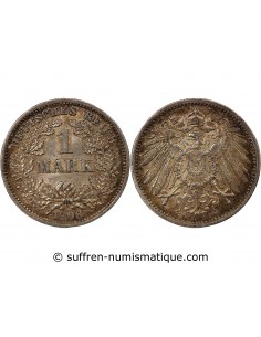 ALLEMAGNE, GUILLAUME II - 1 MARK ARGENT 1908 D MUNICH