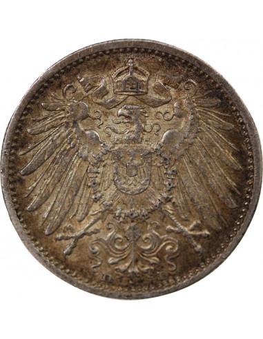 ALLEMAGNE, GUILLAUME II - 1 MARK ARGENT 1908 D MUNICH