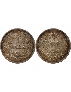 ALLEMAGNE, GUILLAUME II - 1 MARK ARGENT 1908 D MUNICH 2